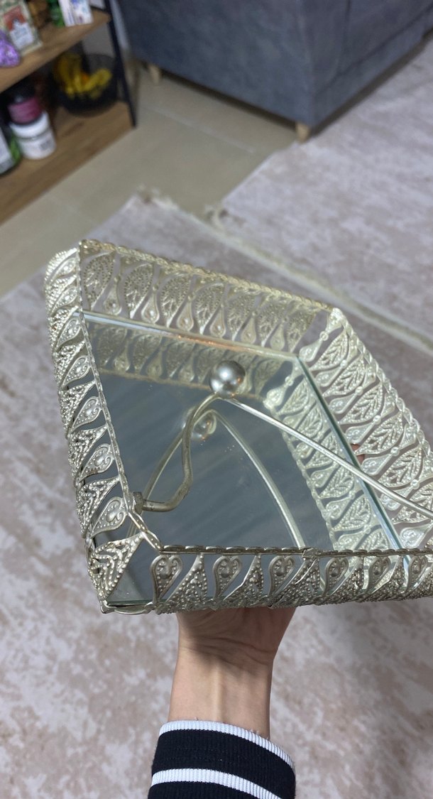 Altın Renkli Gri peçete Kutusu - Görsel 3