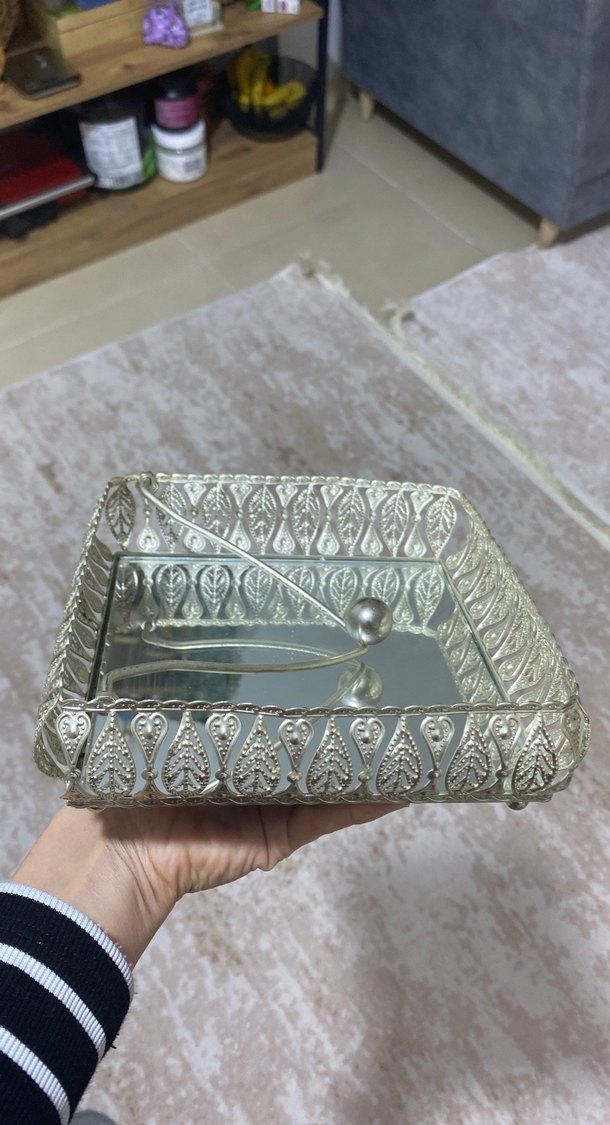 Altın Renkli Gri peçete Kutusu - Görsel 2