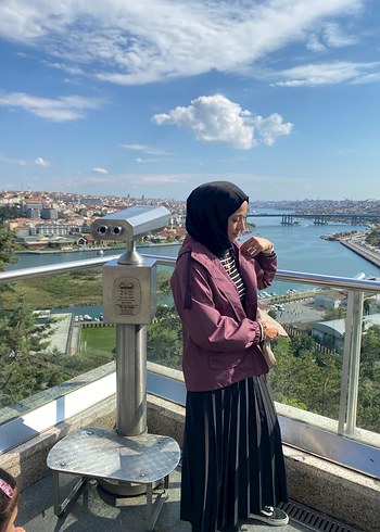 Mavi marka mürdüm trençkot - Görsel 2