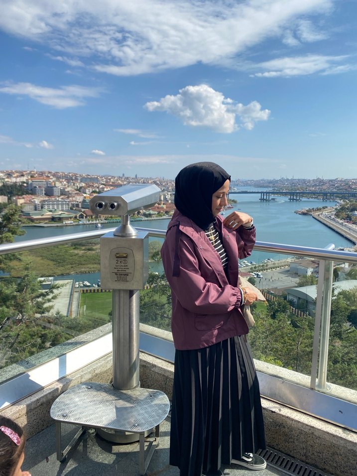 Mavi marka mürdüm trençkot - Görsel 2