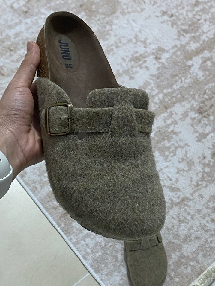 Yünlü Kahverengi Kadın Terlik - Görsel 2