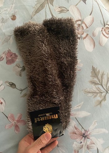 Kahverengi Peluş Kadın çorap - Görsel 3