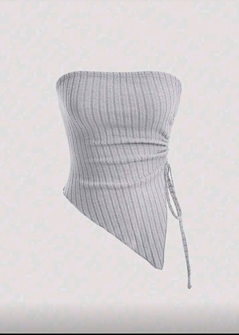 Gri Pliseli Midi Straplez Bustiyer