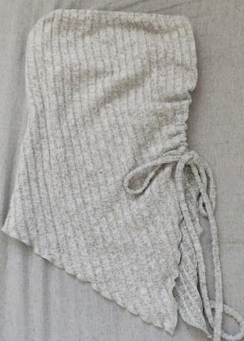 Sheinside Gri Pliseli Midi Straplez Bustiyer