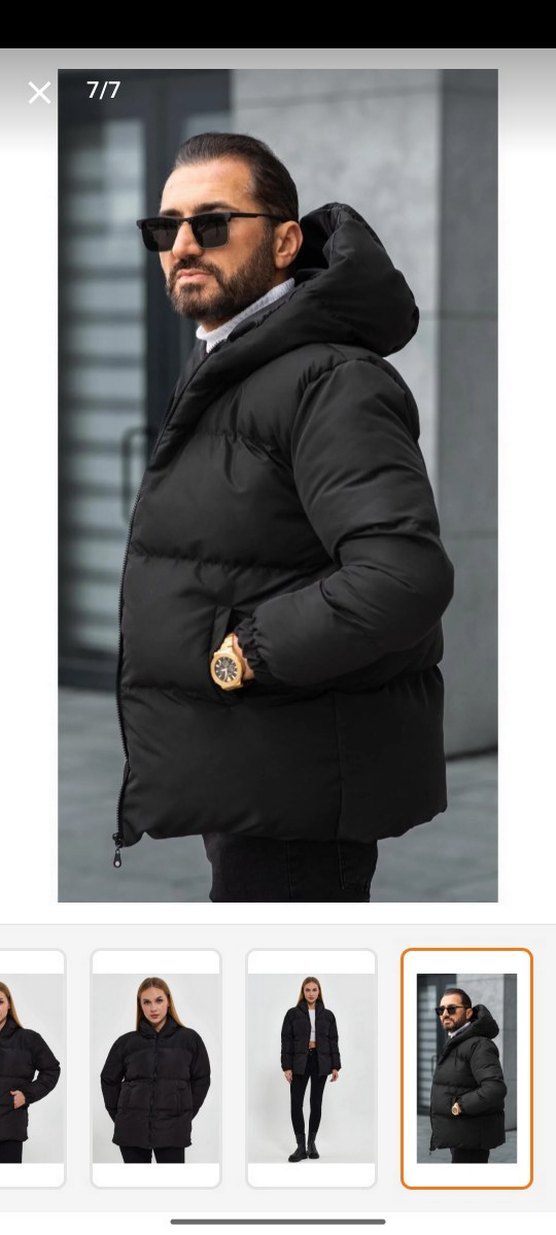 Siyah Kapüşonlu Erkek Günlük Şişme Mont - Görsel 3