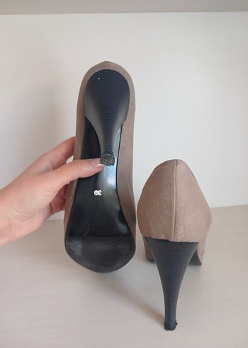 Kadın Gri Süet Platformlu Topuklu Ayakkabı - Görsel 5