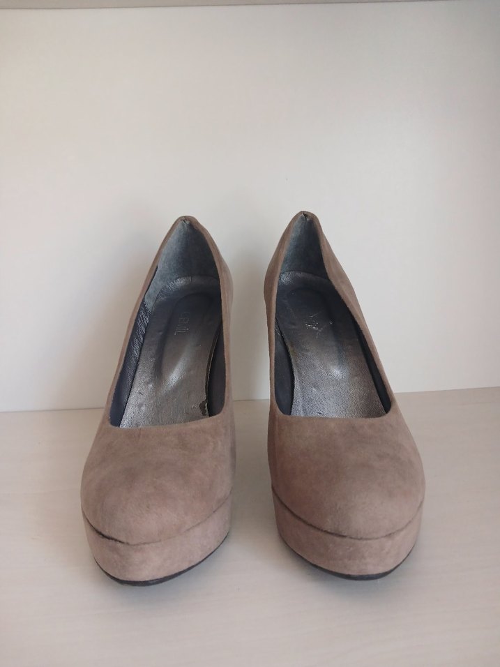 Kadın Gri Süet Platformlu Topuklu Ayakkabı - Görsel 2