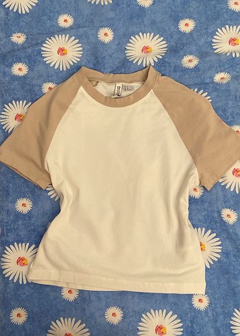 Bej Kısa Kollu Crop Tisort