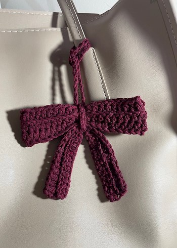 Beden Bordo Örgü Fiyonk Çanta Aksesuarı