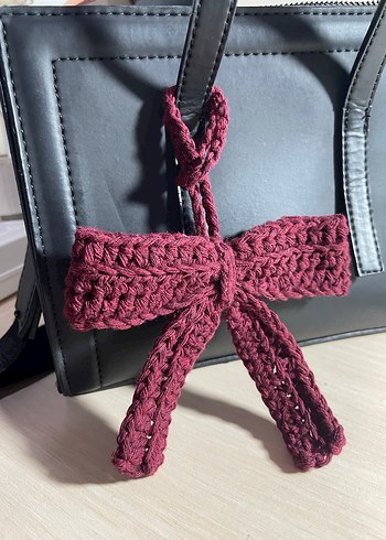 Beden bordo Renk Bordo Örgü Fiyonk Çanta Aksesuarı