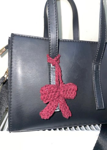 Beden bordo Renk Örgü mini bordo kurdele çanta aksesuarı
