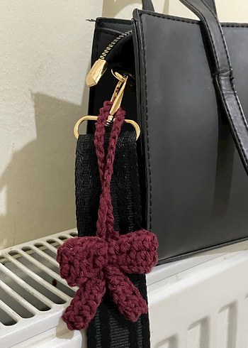 Diğer Örgü mini bordo kurdele çanta aksesuarı