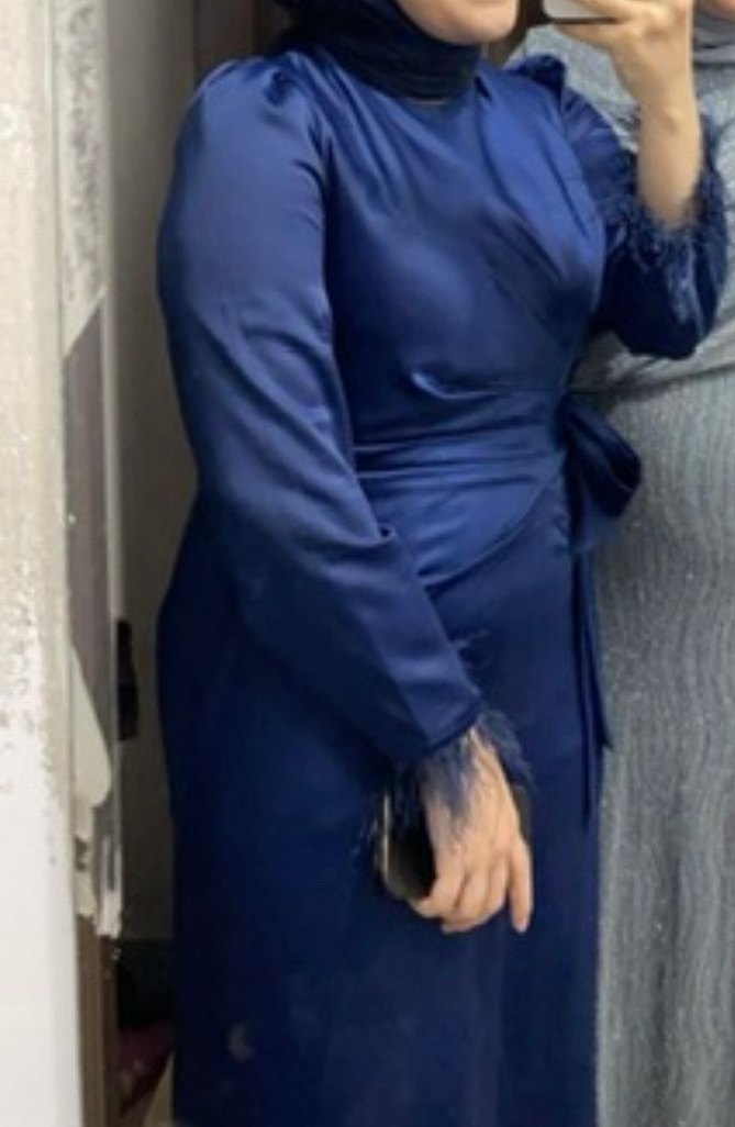 Kadın Lacivert Uzun  abiye Elbise - Görsel 2