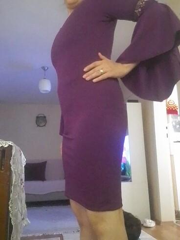 Fuşya kısa abiye elbise - Görsel 2