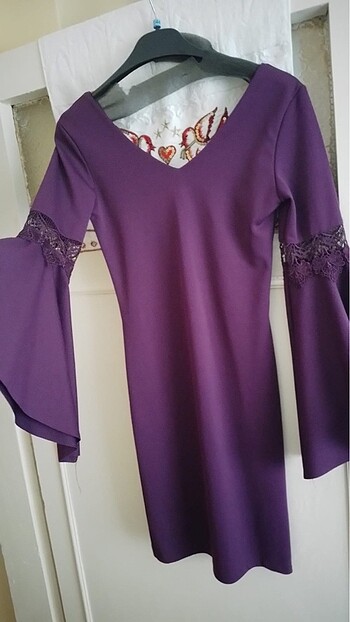 Fuşya kısa abiye elbise - Görsel 5