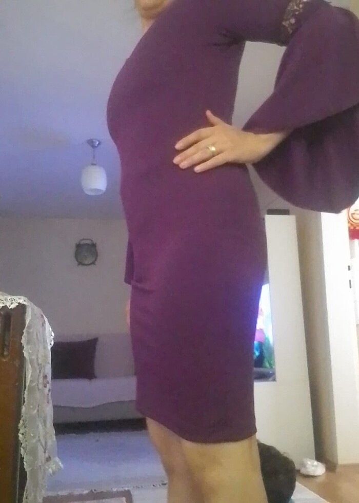 Fuşya kısa abiye elbise - Görsel 2