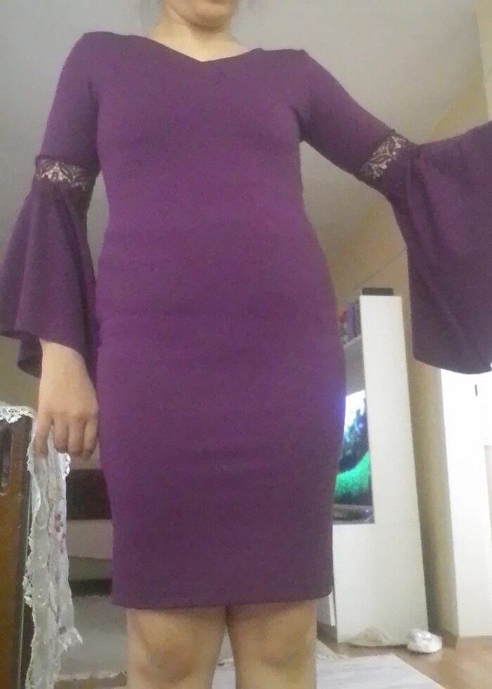 Fuşya kısa abiye elbise - Görsel 3