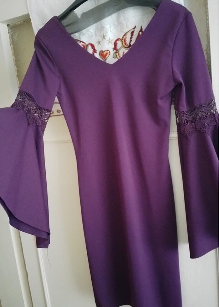 Fuşya kısa abiye elbise - Görsel 5