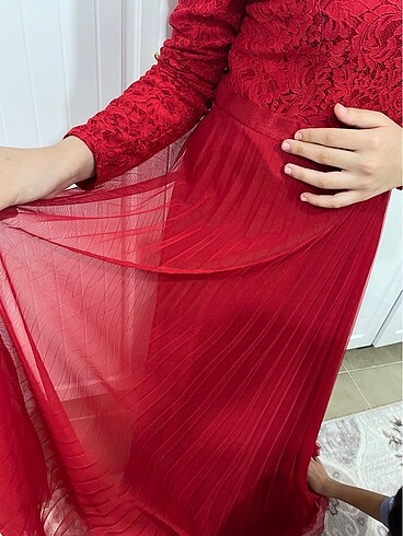 Kırmızı abiye elbise - Görsel 6