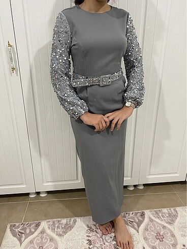 Gri pullu abiye - Görsel 6