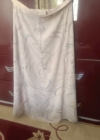 Bej Gri Desenli Uzun Salaş Etek