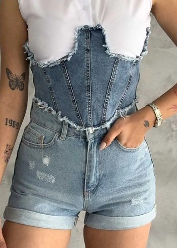 Gri Tie-Dye Mini Kot gömlek