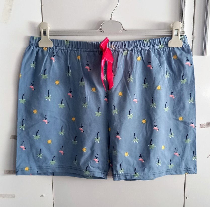 Rahat Kesim Desenli Mavi Mini Hamile Şortu - Görsel 2