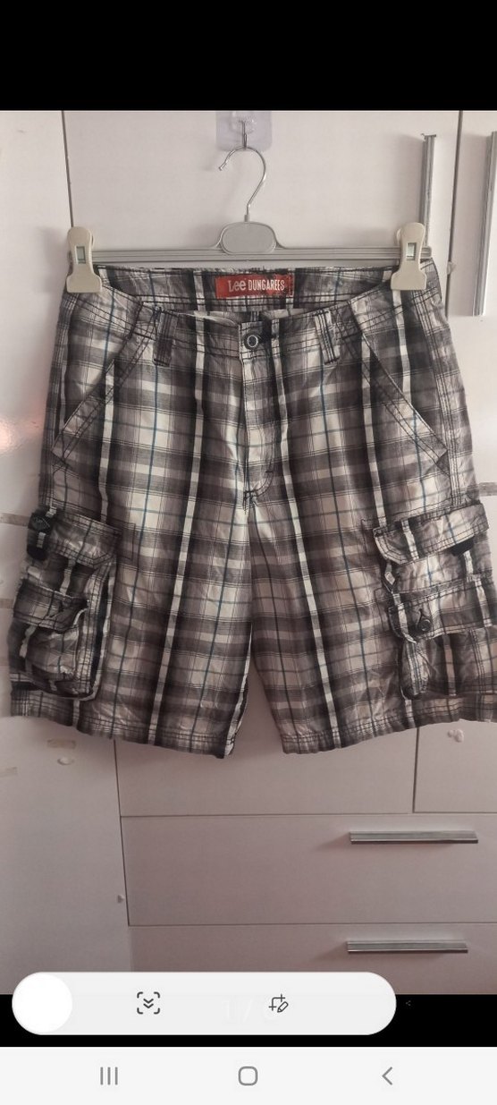 Gri Kareli Loose Fit Erkek Kargo Şort - Görsel 2