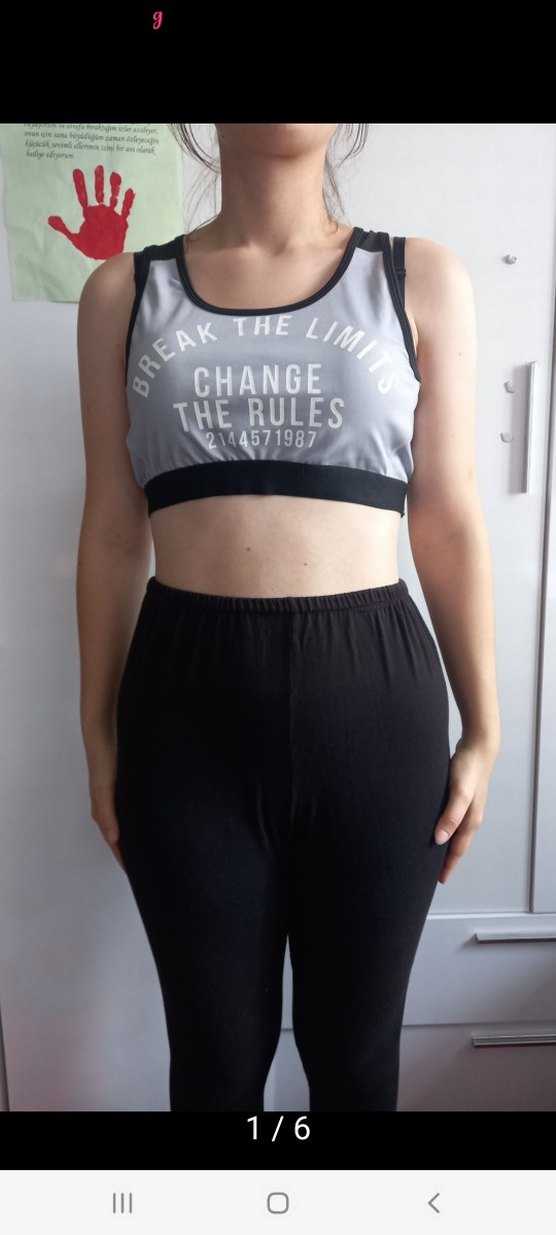 Gri Baskılı Kadın Atlet Spor Üstü collezione - Görsel 2