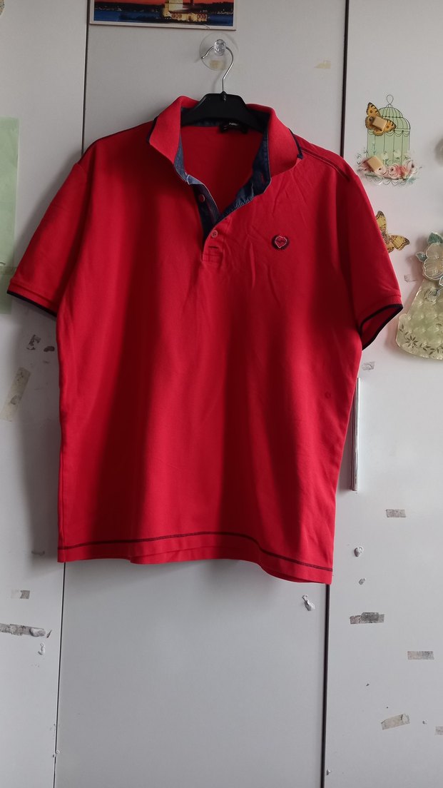 Kırmızı Erkek Polo Yaka Tişört - Görsel 4