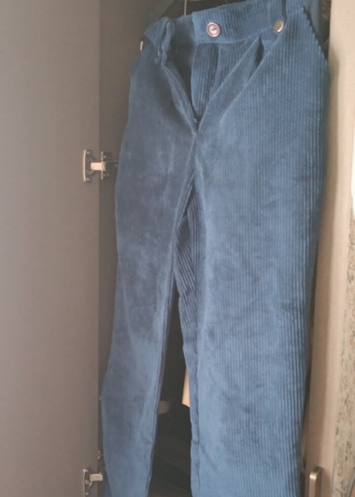 Lacivert trendyol kadife boru paça - Görsel 3