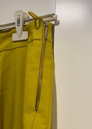 Sarı Midi Kadın Kumaş Pantolon - Görsel 3