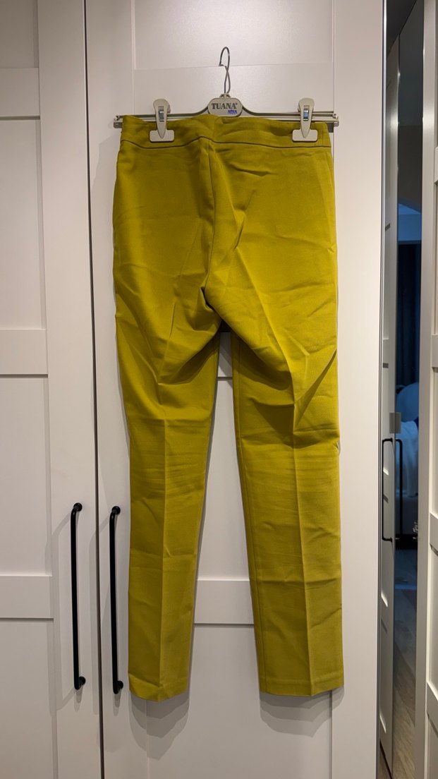 Sarı Midi Kadın Kumaş Pantolon - Görsel 4