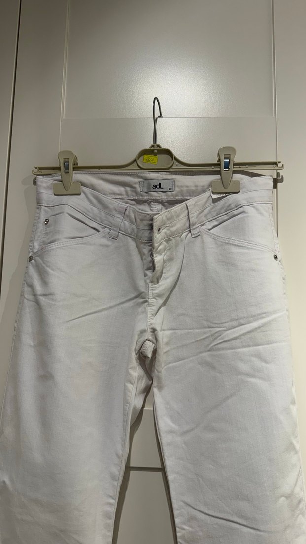 Kadın Beyaz Pamuklu Midi Kumaş Pantolon - Görsel 3