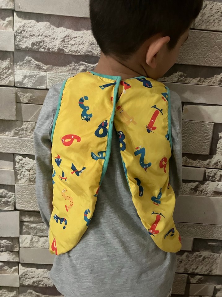 Renkli Baskılı Sarı Bebek Önlüğü - Görsel 2