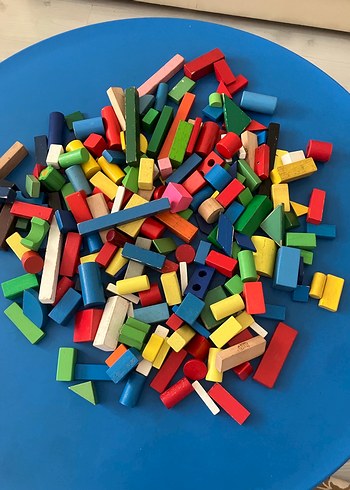 Çok Renkli ahşap Lego Blokları Seti