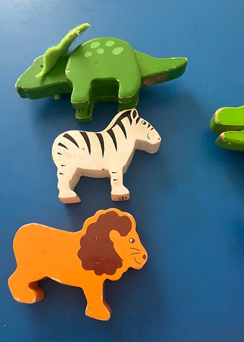  Beden Renk Renkli Ahşap Dinozor ve Hayvan Figürleri