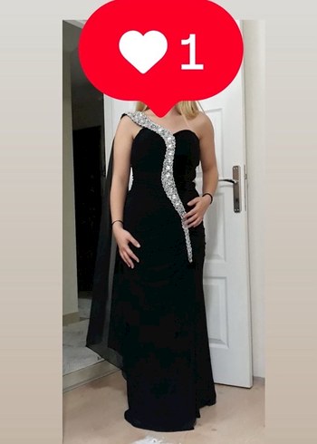 Siyah Drapeli Uzun Straplez Kadın Abiye Elbise