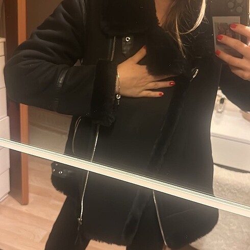 Zara içi kürk biker mont