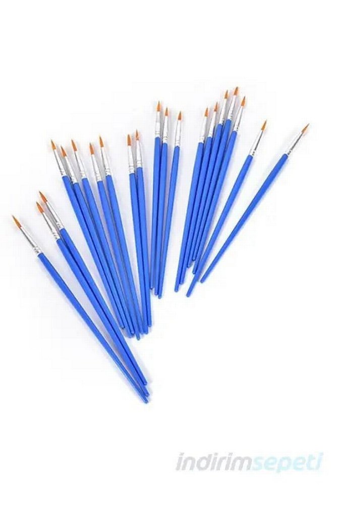 100 Adet Mavi Uçlu sulu boya sivri Boya Fırçası - Görsel 3