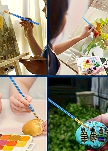 10 Adet Mavi İnce Uçlu Fırça Seti - Görsel 4