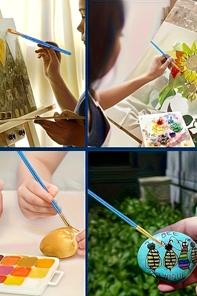 10 Adet Mavi İnce Uçlu Fırça Seti - Görsel 4