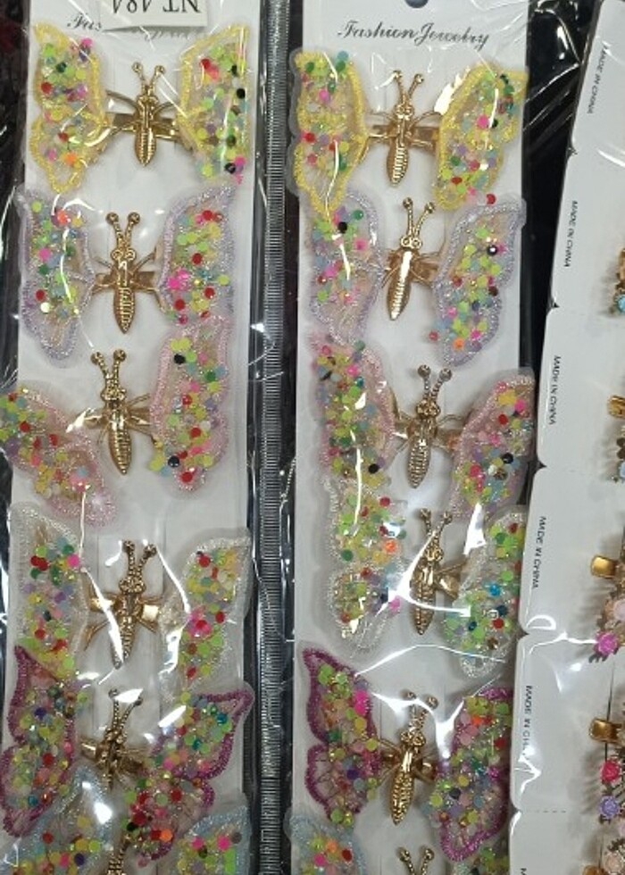 Metal pullu kelebek saç toka renkli 1 adet - Görsel 2