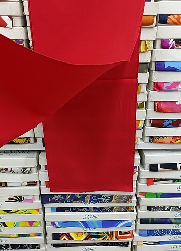 Kırmızı saten fular özel dikim 22.5x120 cm - Görsel 2