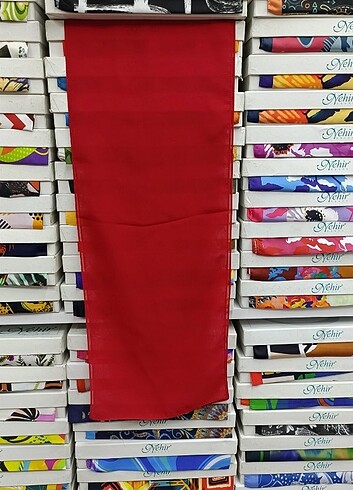 Kırmızı Fular şifon özel dikim 22.5x120 cm - Görsel 2