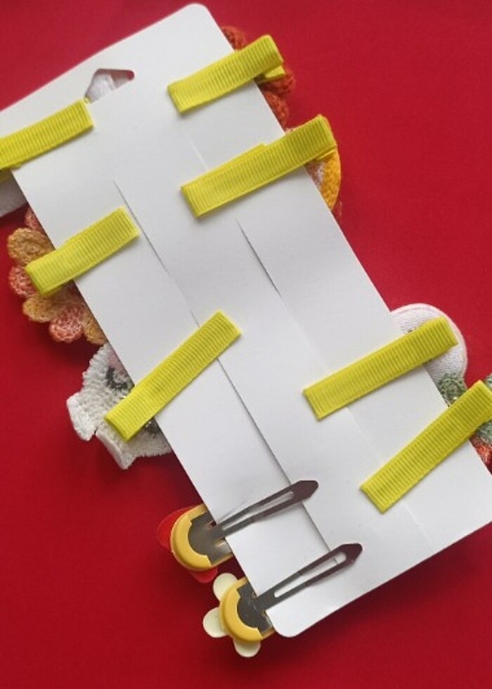 9 parça örgülü kumaş çocuk saç toka  - Görsel 2