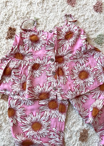 H&M H&M Pembe Çiçek Desenli Bebek Kız Takımı