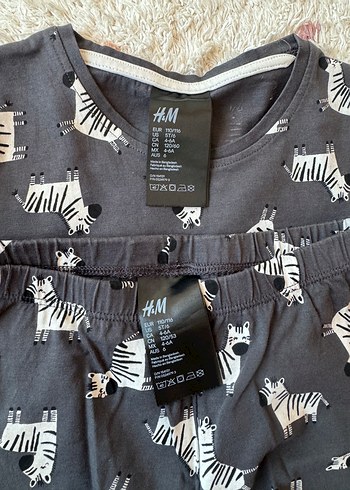 H&M H&M Zebra Desenli Kısa Kollu şortlu Pijama Takımı