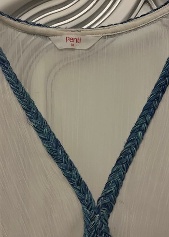 Püsküllü V Yakalı Uzun Beyaz Bohem pareo - Görsel 2