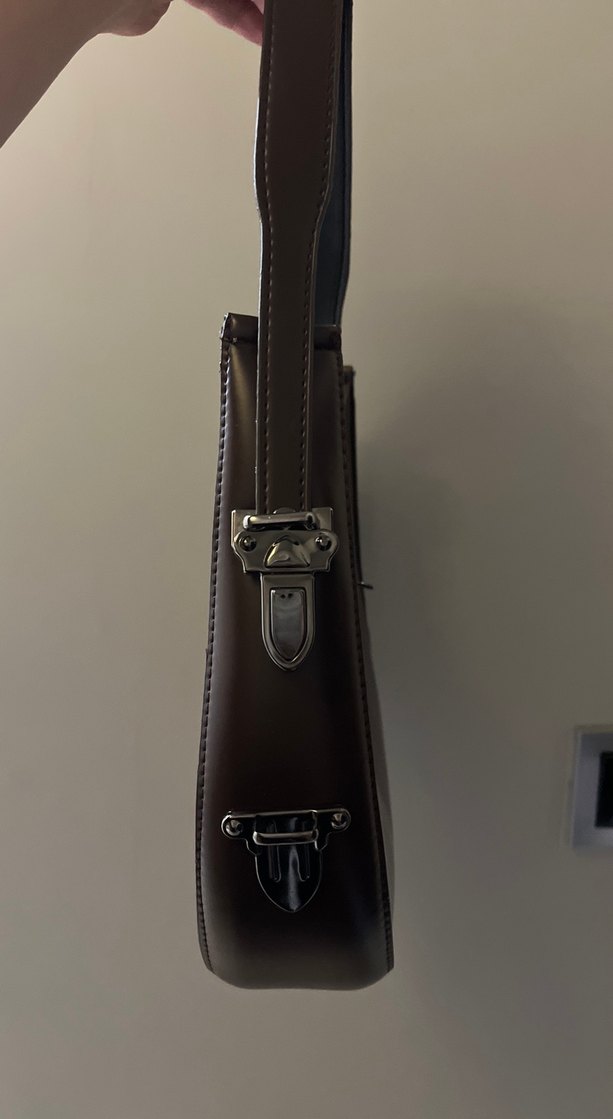 Kahverengi Deri Tokalı Kadın Çanta - Görsel 2